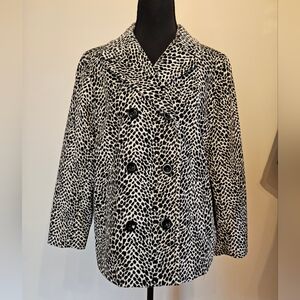 Liz Sport Black and White Cheetah Print Women's Coat S